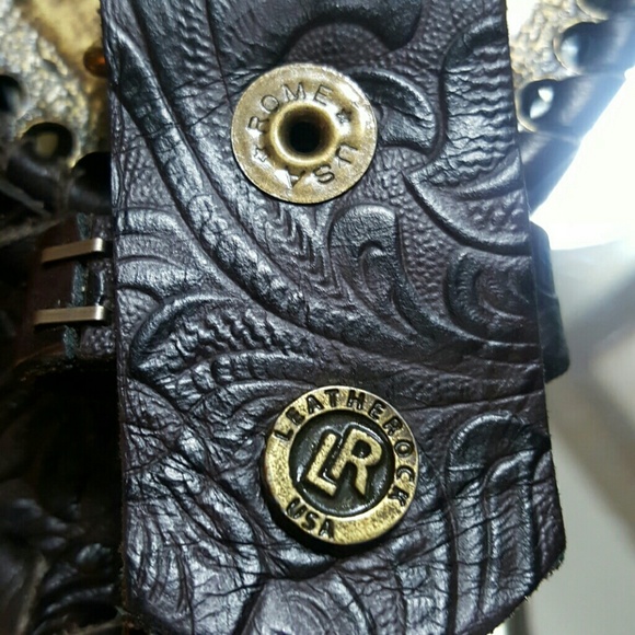 🤠🤠LEATHERROCK Chocolate Embroidered Belt - Picture 4 of 5