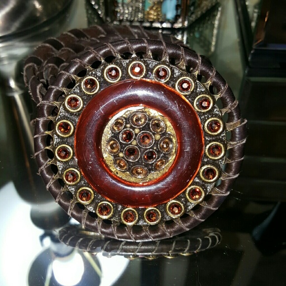 🤠🤠LEATHERROCK Chocolate Embroidered Belt - Picture 2 of 5