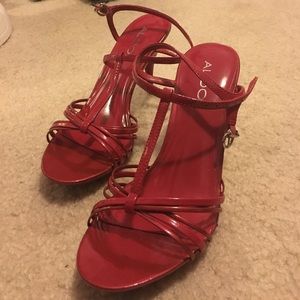 Red strapped heels