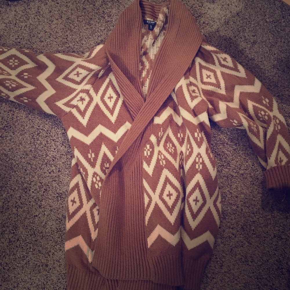 tan & cream cardigan