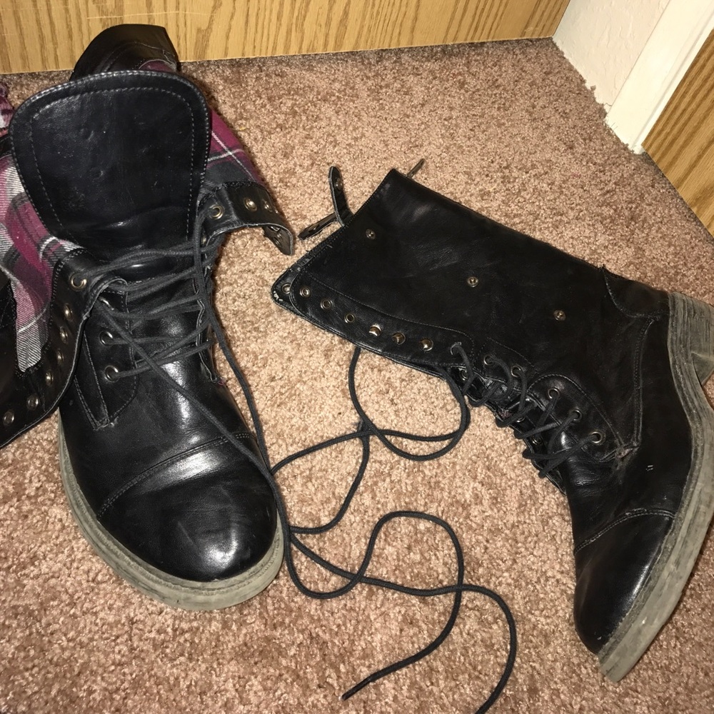 Black combat boots