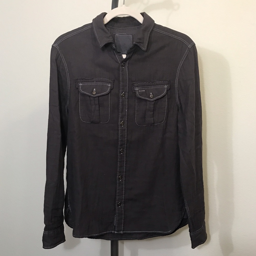 All Saints Men's Flannel Button Down Shirt