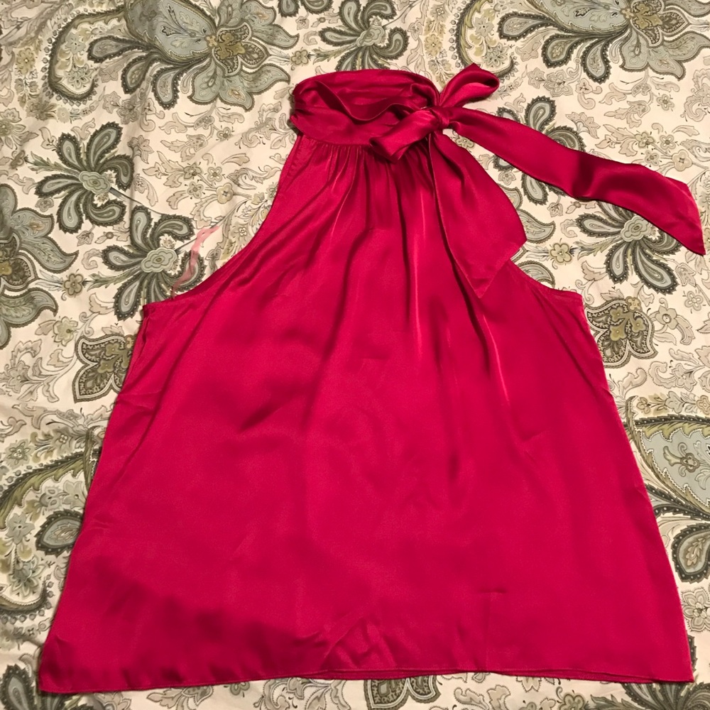 Magenta tie neck halter