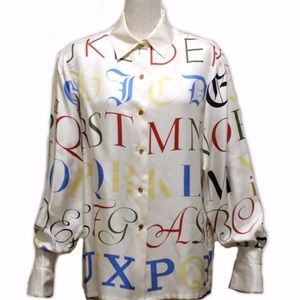 HERMES clothes Silk long sleeve Serie button