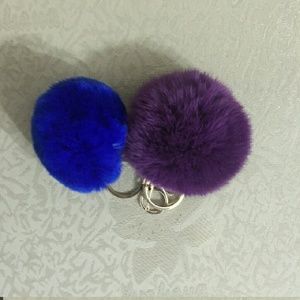 2Pcs Key Chain Women Bag Fur Fluffy