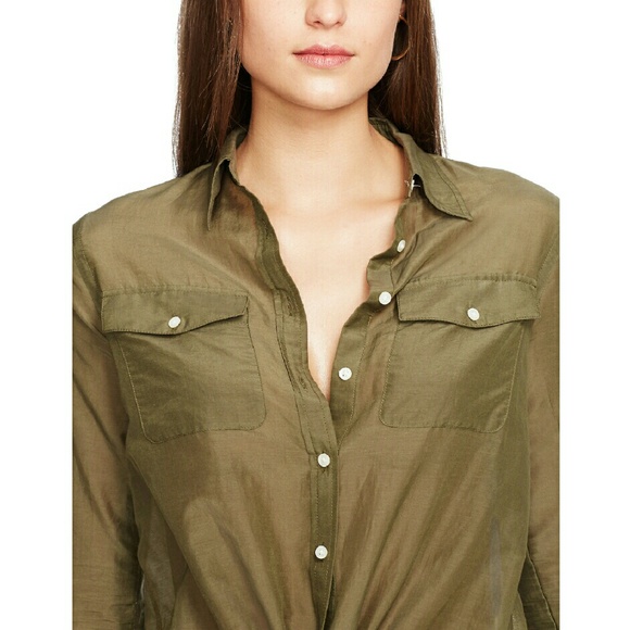 Ralph Lauren Tops - Sexy Ralph Lauren 100% SILK Olive color Blouse