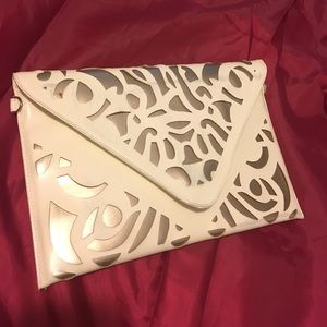 White and silver evening bag