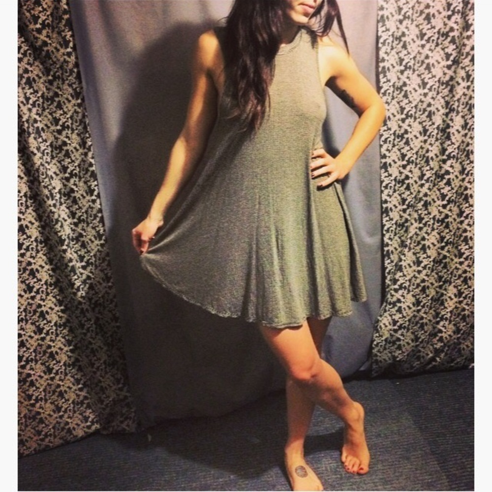 Vintage dress, black and grey stripes