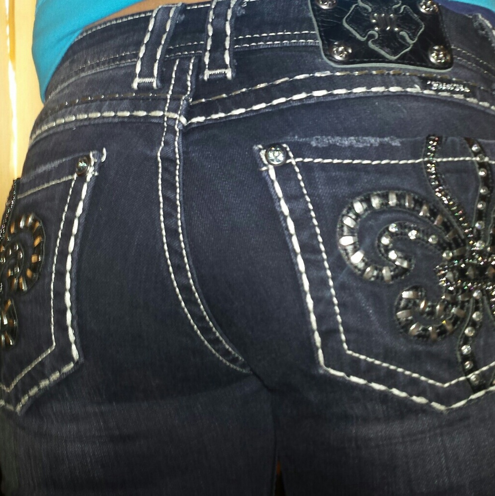 Miss Me Dark Skinny Jean Fleur De Lis 27