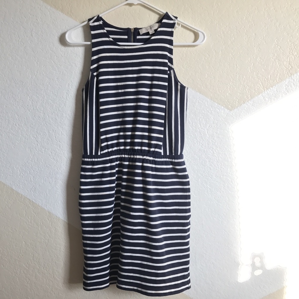 Loft Ann Taylor Blue Nautical Dress size XSP