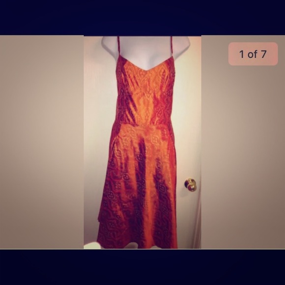 👗Banana Republic silk orange print dress👗 - Picture 1 of 4
