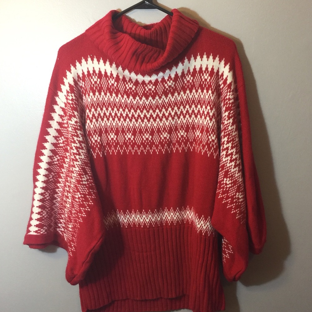 #125 red and white sweater