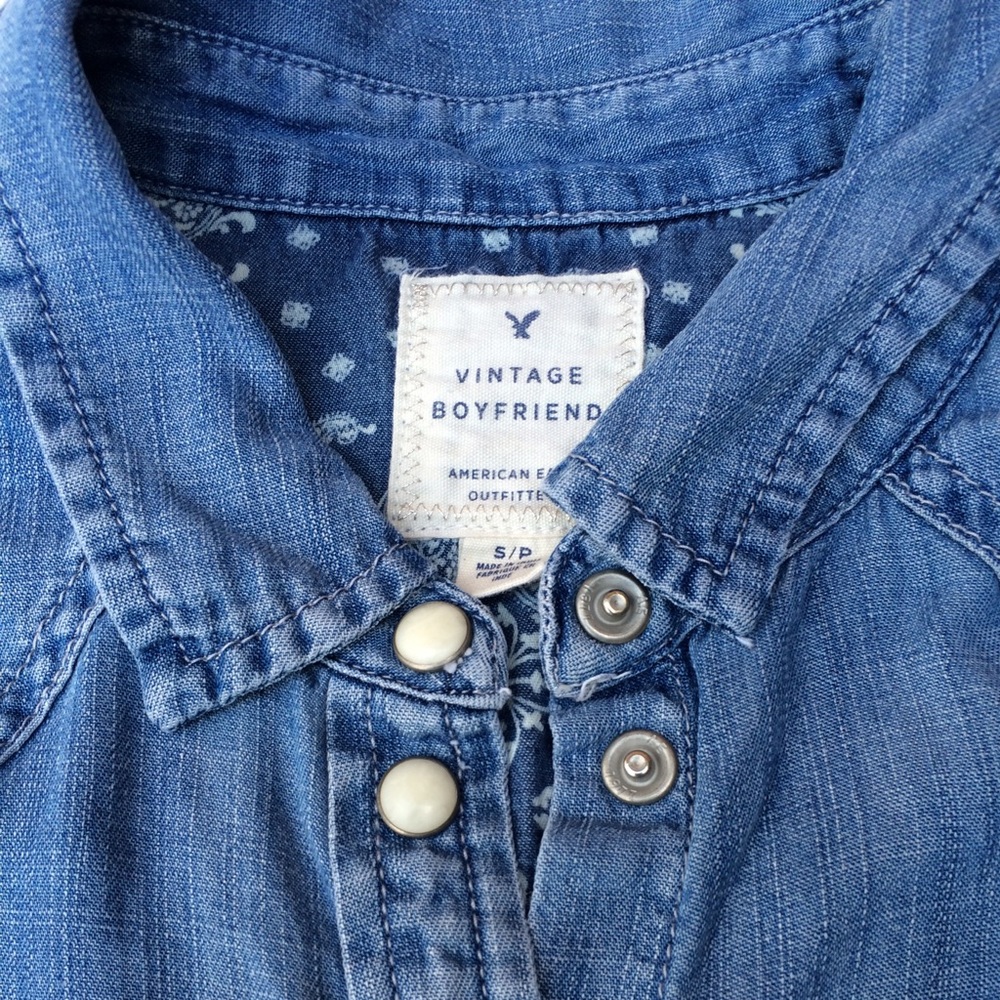 Vintage Boyfriend Pearl-Snap Shirt