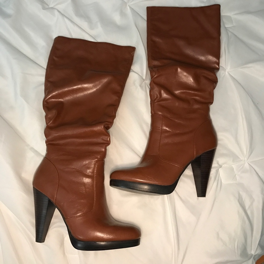 Michael Shannon Brown Leather High Heel Boot