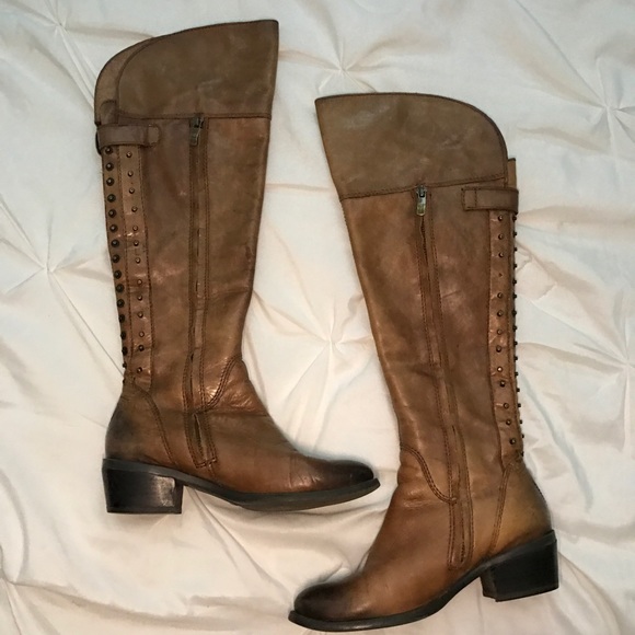 Vince Camuto Leather Knee-High Studded Boot - Picture 2 of 7