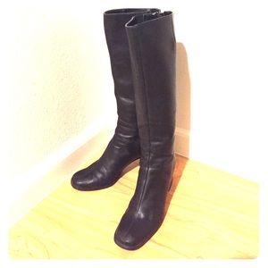 Nine West black leather tall boots size 8