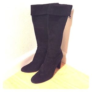 Black genuine leather sexy tall boots size 9.5