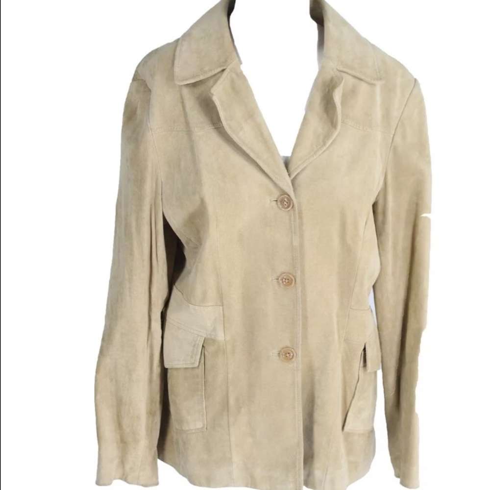MOSSIMO Tan Genuine Leather 3 Button Jacket Size L