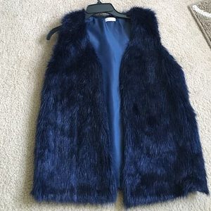 Navy Blue Fur Vest