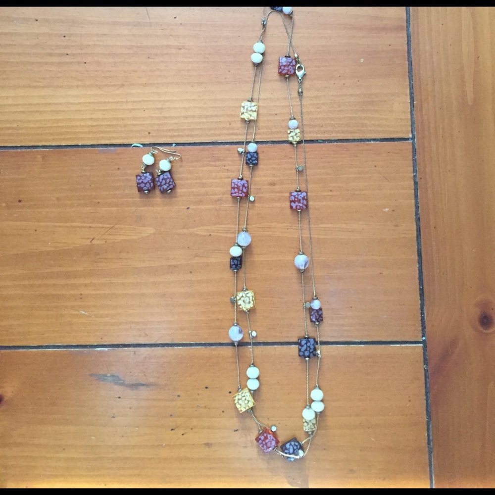 Multi- Colored Necklace and Earring Set