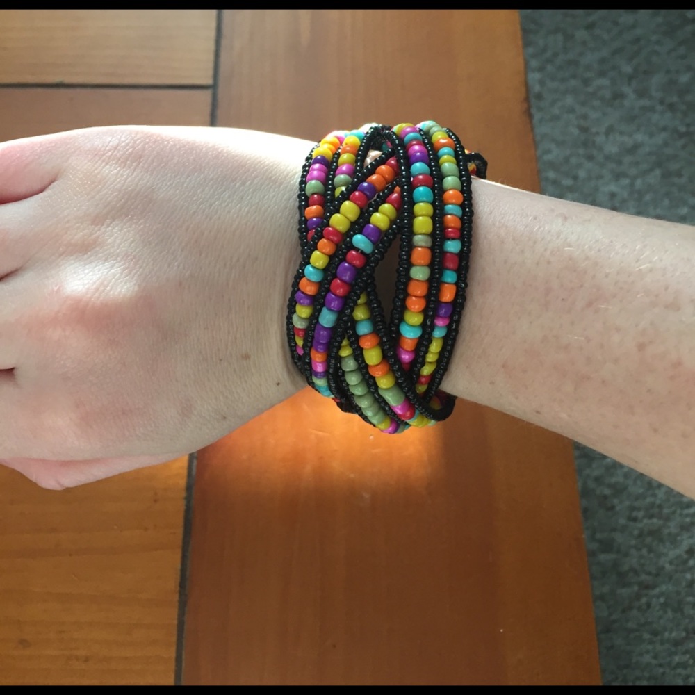 Multi-colored beaded bangle