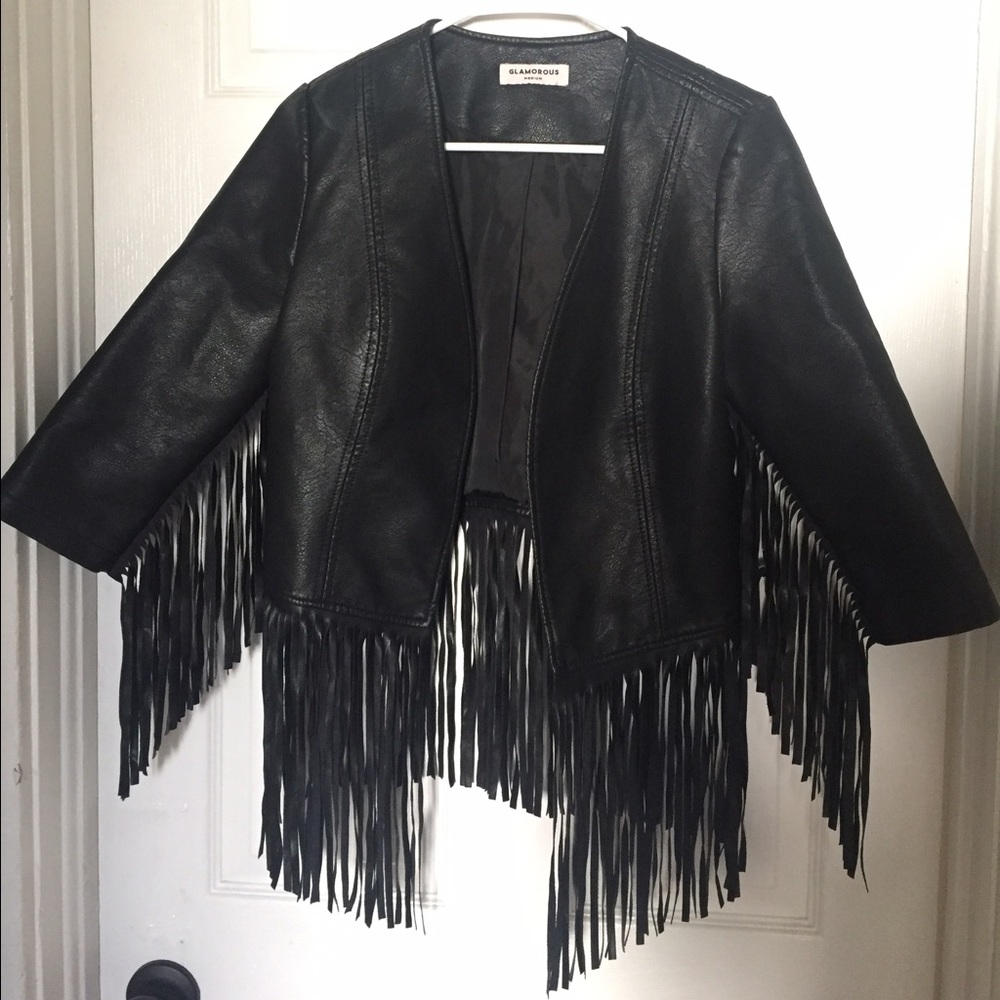 Fringe leather jacket