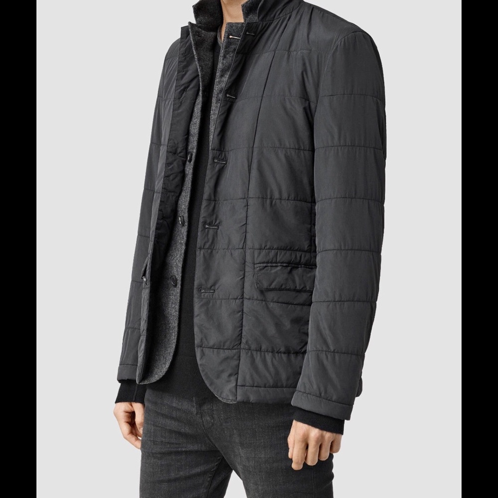 AllSaints Halsey Puffa Slate Grey Wool Jacket SX - Picture 2 of 3