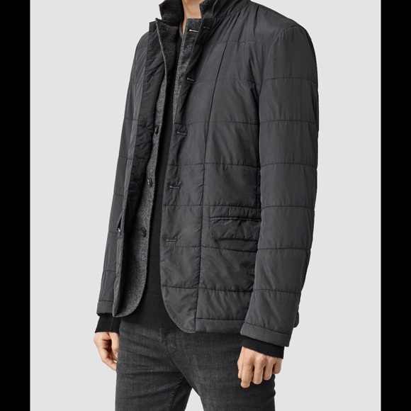 AllSaints Halsey Puffa Slate Grey Wool Jacket SX - Picture 2 of 3