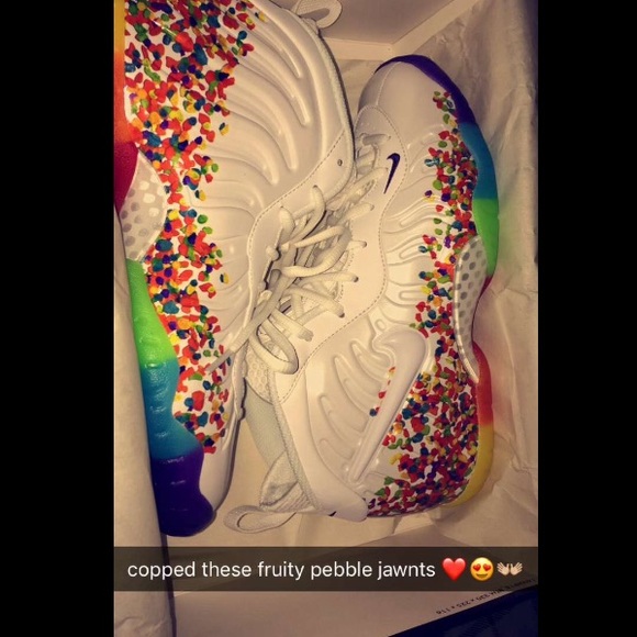 fruity pebbles  Shoes - fruity pebble foams 2017 😍 they just dropped