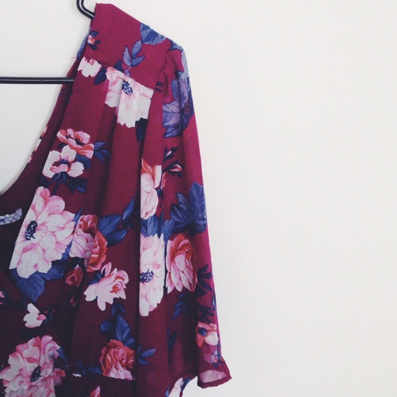 Pants - Burgundy Floral Romper