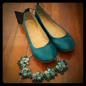 NWT teal ballet flats