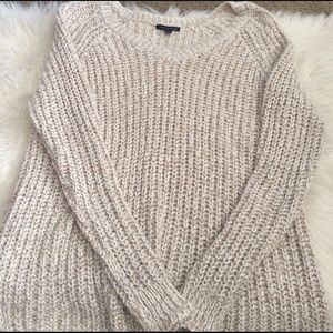 Tan &white marble sweater with some hints of gold