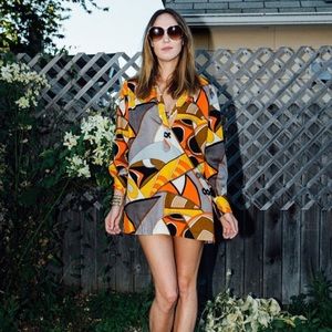 Abstract print super mini dress