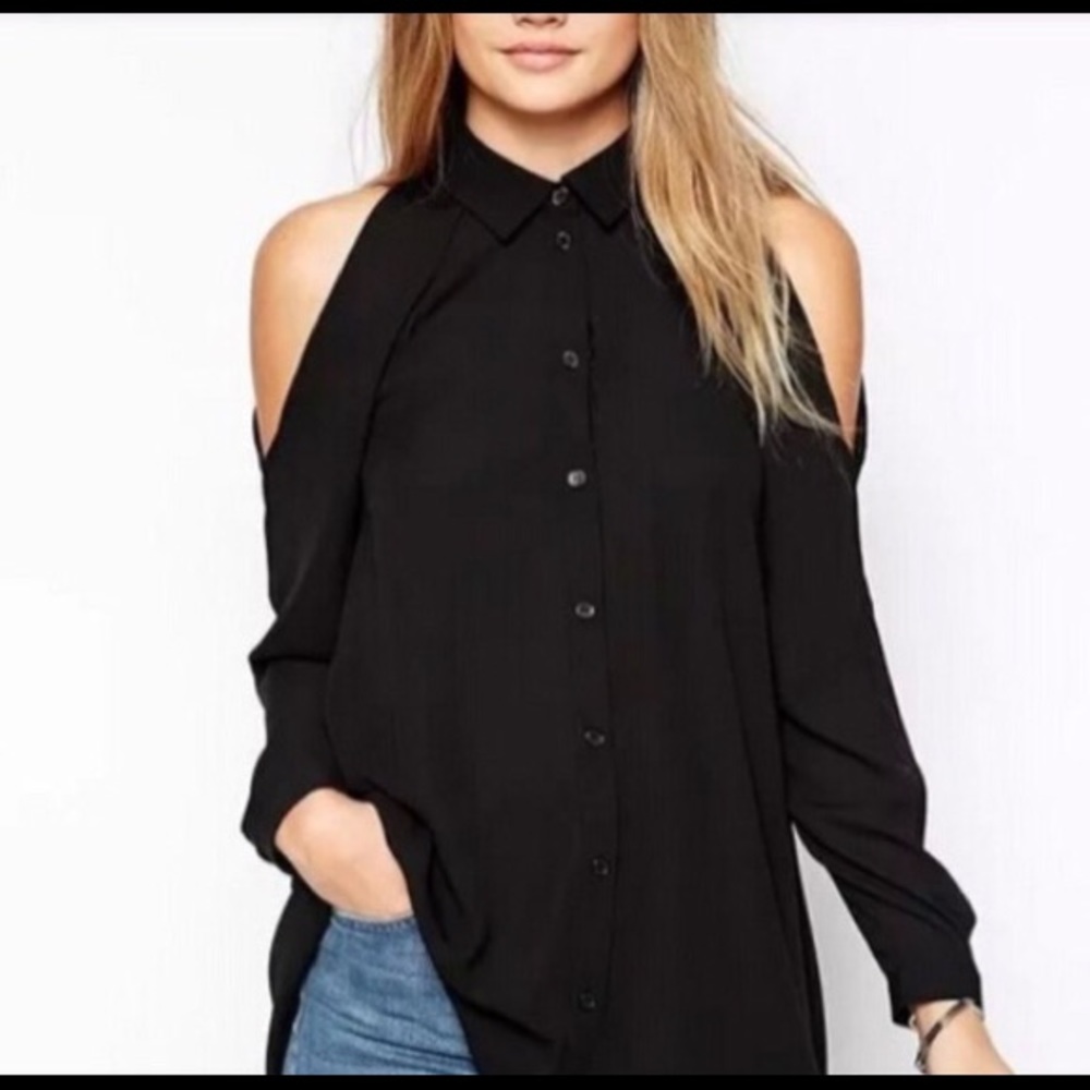 Cut out shoulder tunic blouse