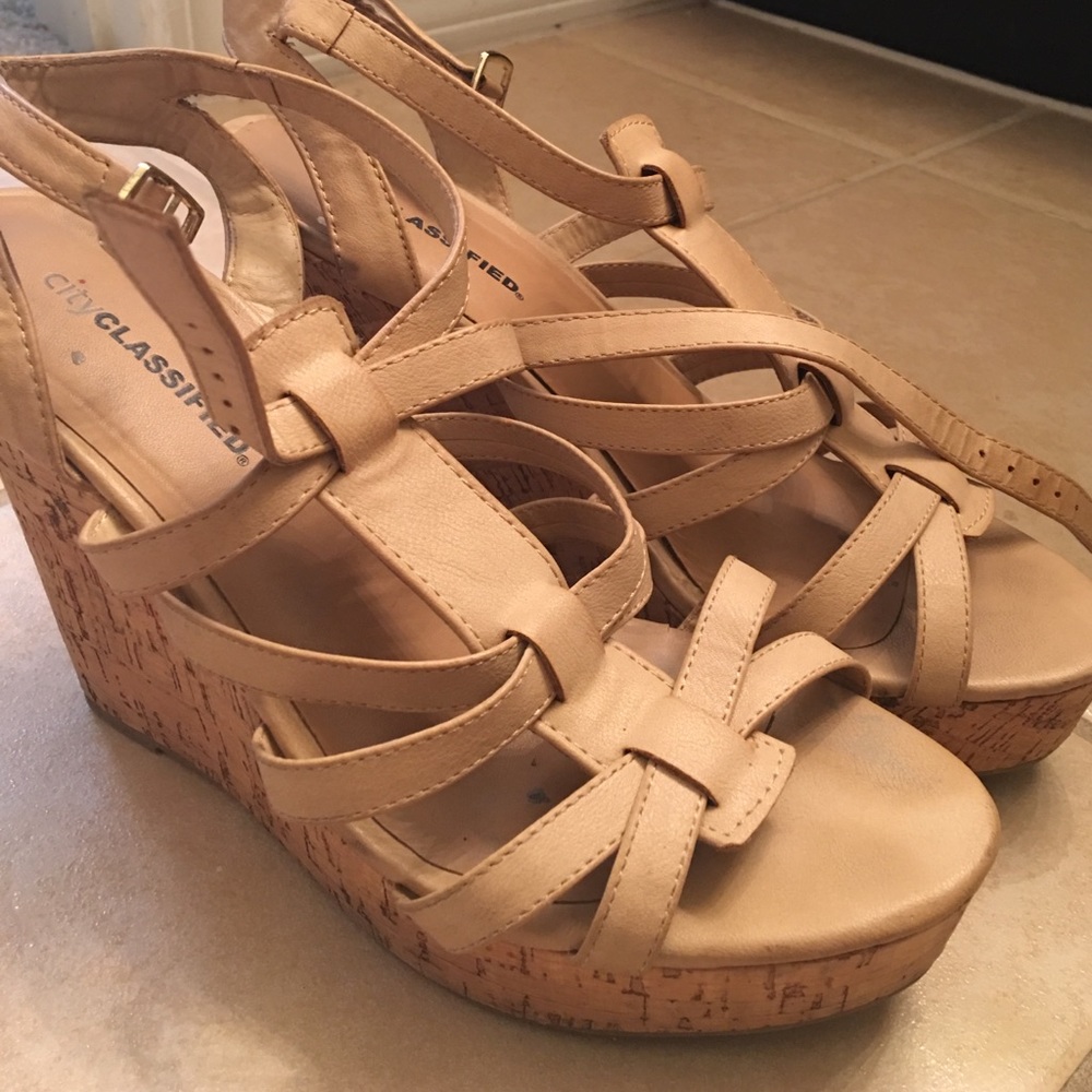 Tan wedge sandals