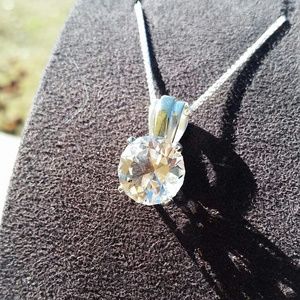 Huge 14K Sterling Brilliant Quartz Pendant