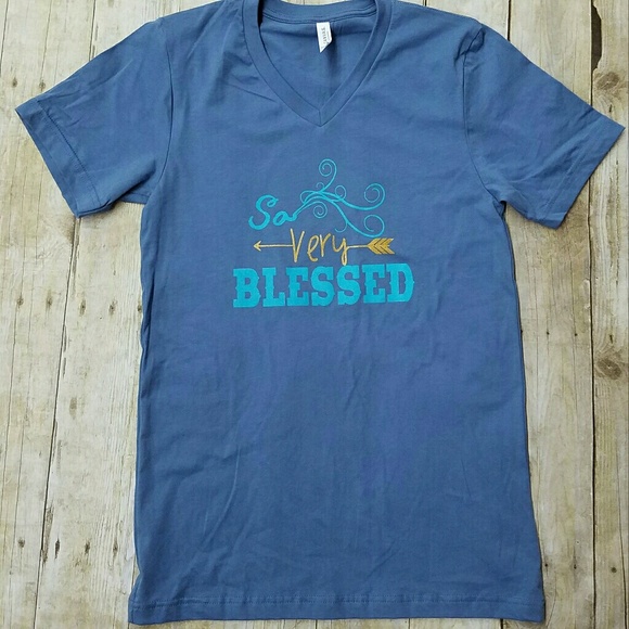 Bella Canvas Vneck Steel Blue Tshirt 