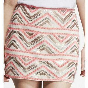 Express Sequin Detail Chevron Skirt
