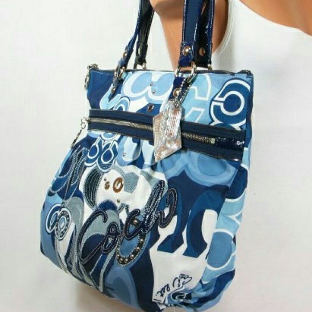 RARE Coach Poppy Glam Tote - Satin Denim