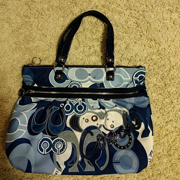 RARE Coach Poppy Glam Tote - Satin Denim - Picture 3 of 6