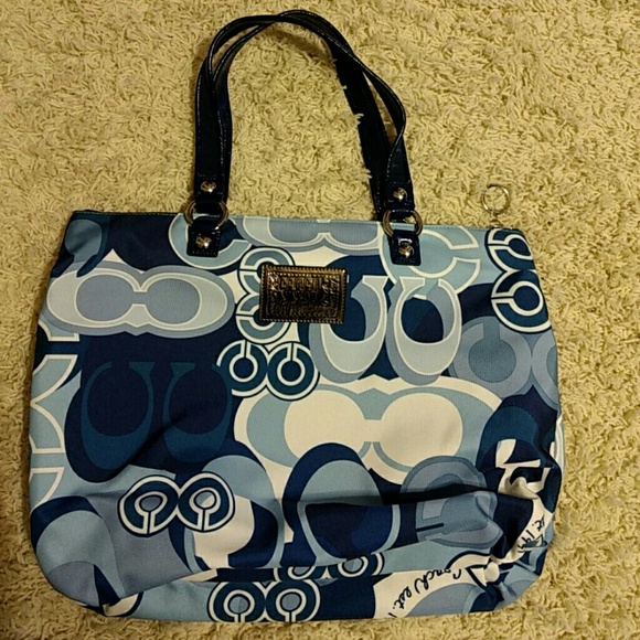 RARE Coach Poppy Glam Tote - Satin Denim - Picture 4 of 6
