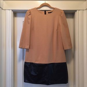 Zara dress faux leather and camel