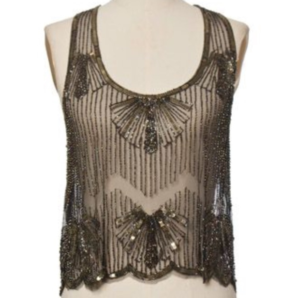 Gold sequin cropped top