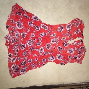 Red floral romper