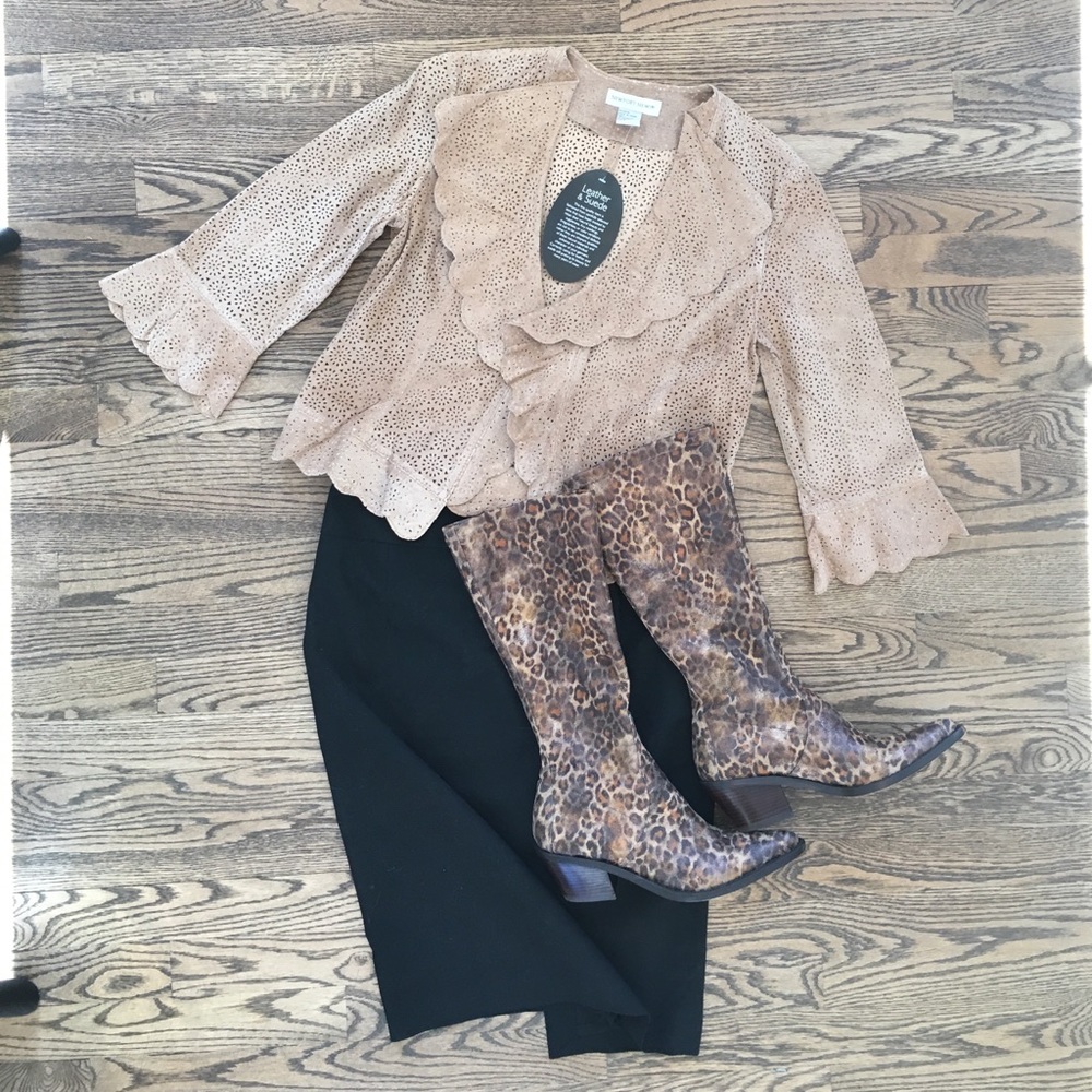 Newport News laser cut suede jacket