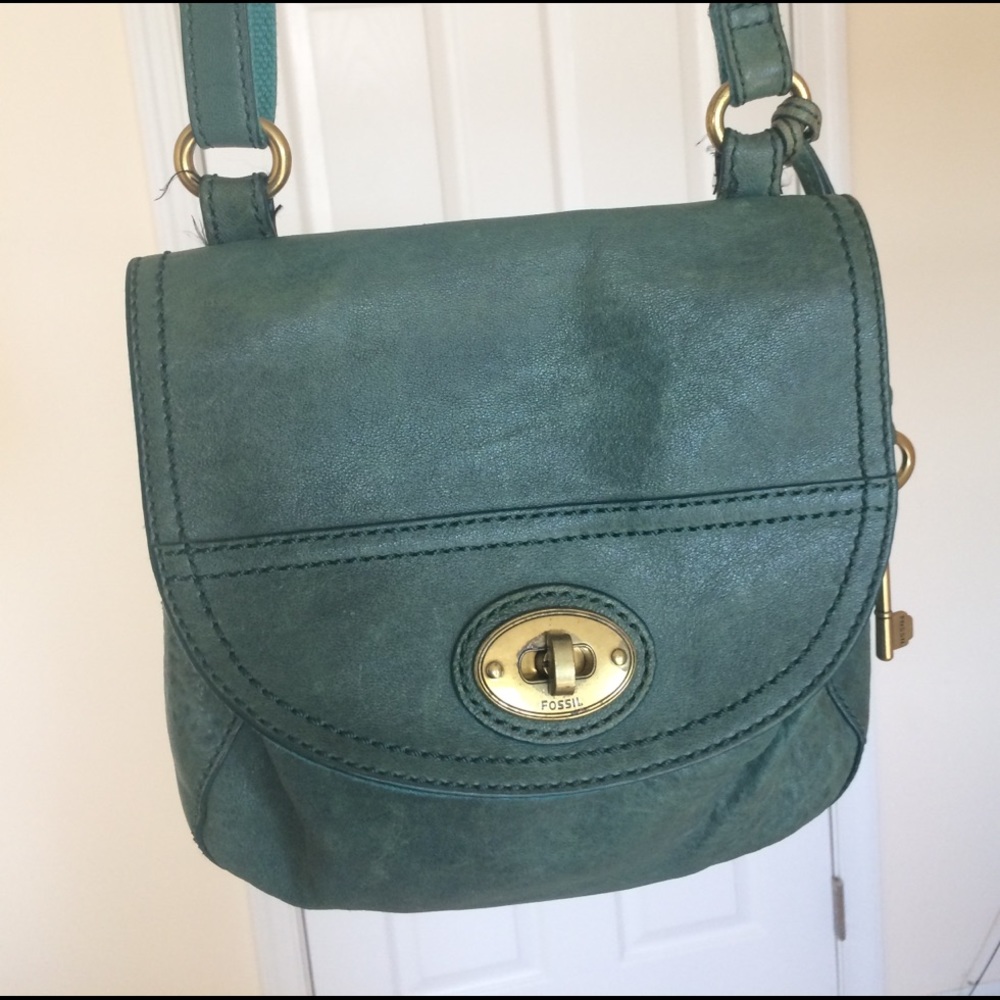 Teal Fossil crossbody purse