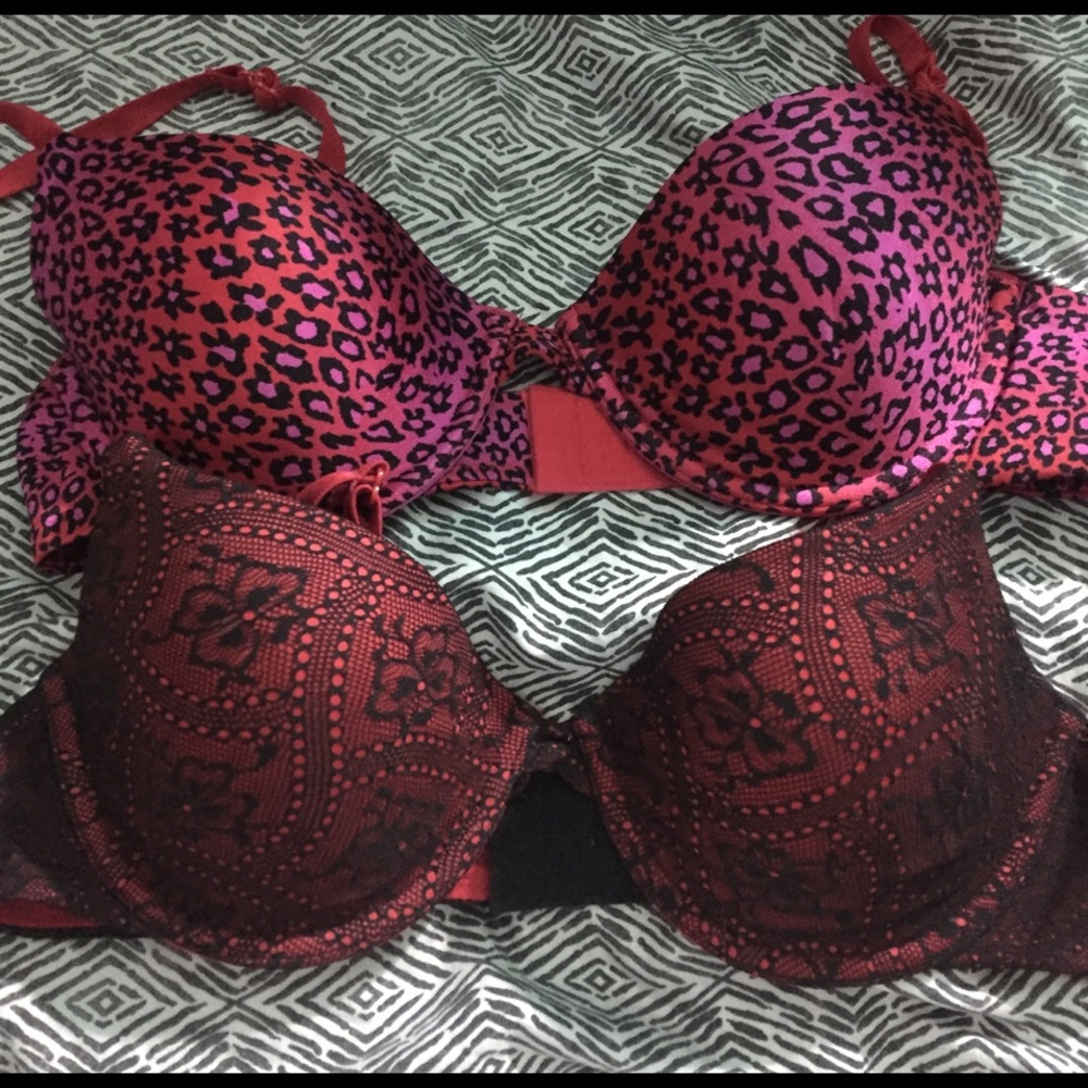 WonderBra Bra sz 36C red pink multi pair bras
