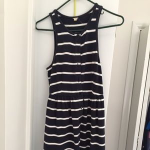 J crew cotton knit blue and white striped dress