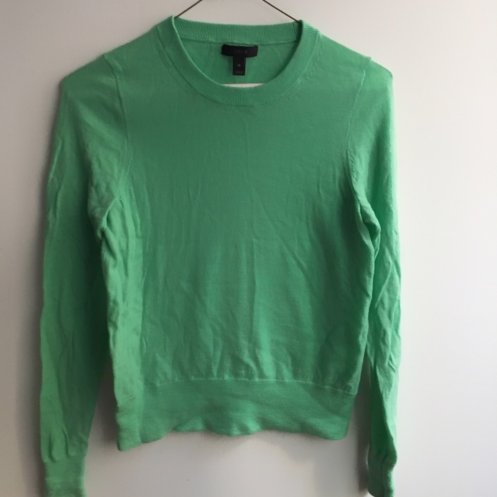J. Crew Green Wool Crewneck Sweater