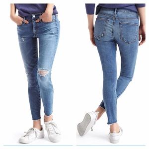 GAP Mid rise Destructed True Skinny Ankle Jeans
